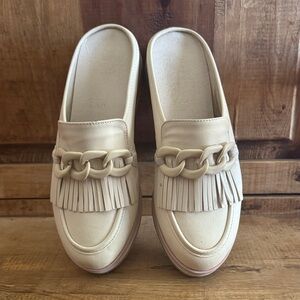 Coconuts by Matisse Cream Chain Fringe Mules